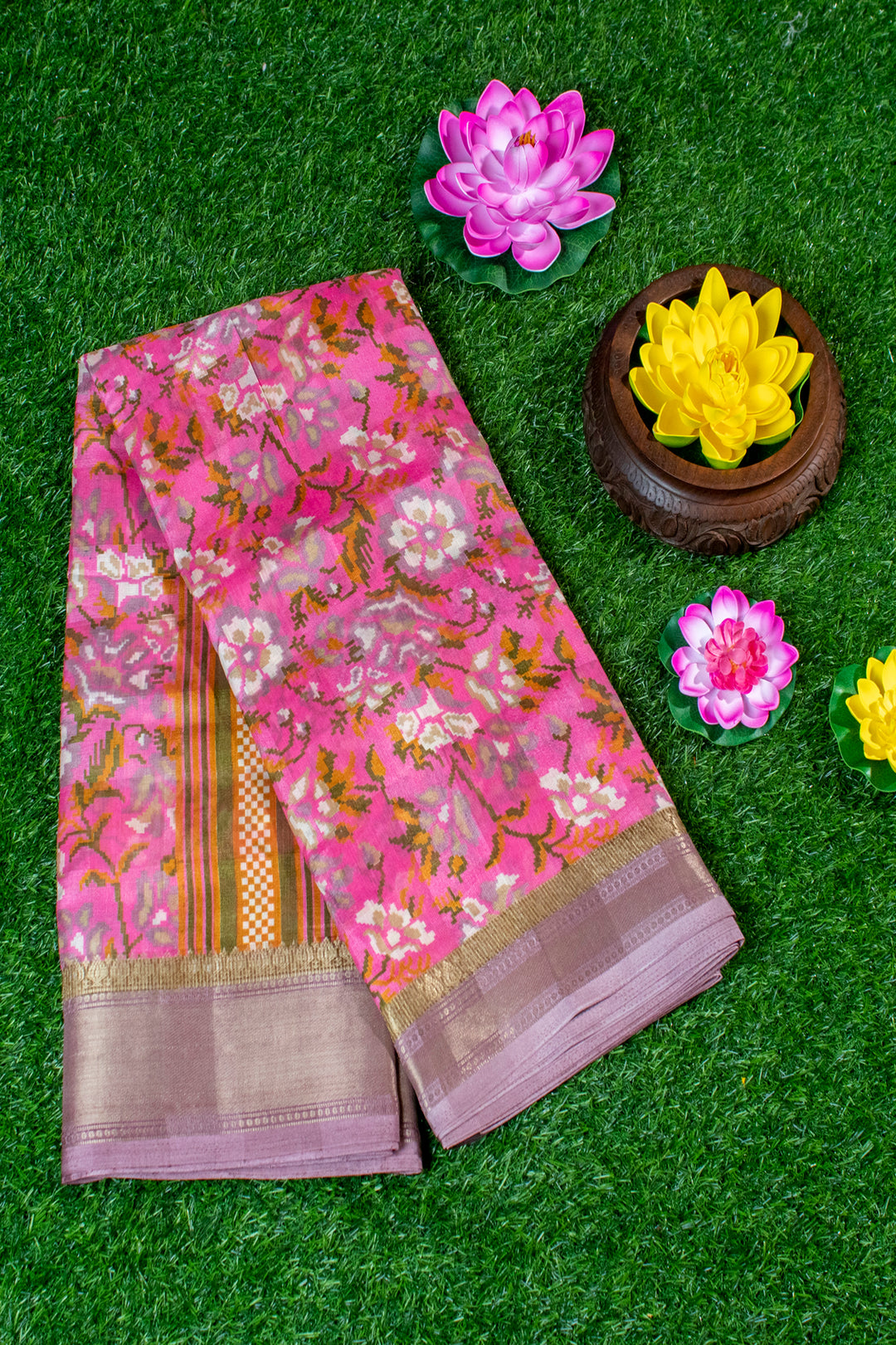 Jute Silk Cotton with Floral Print