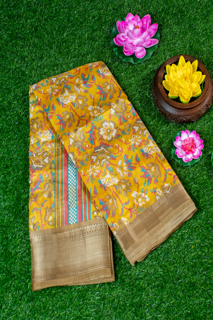 Jute Silk Cotton with Floral Print