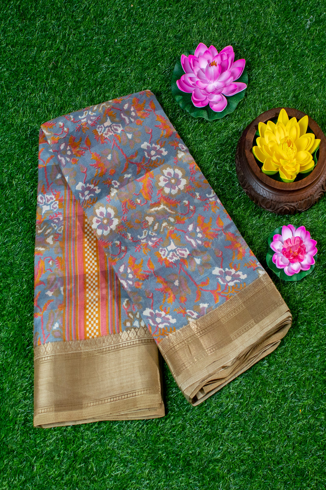 Jute Silk Cotton with Floral Print