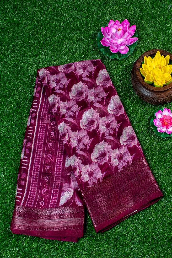 Jute Silk Cotton with Floral print