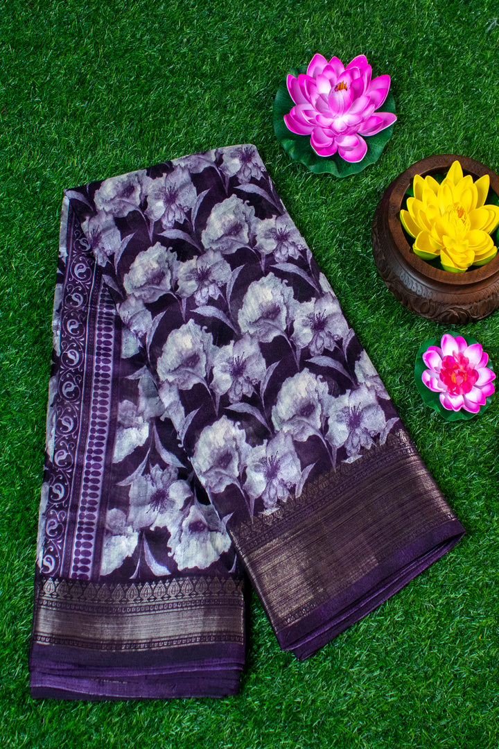 Jute Silk Cotton with Floral print