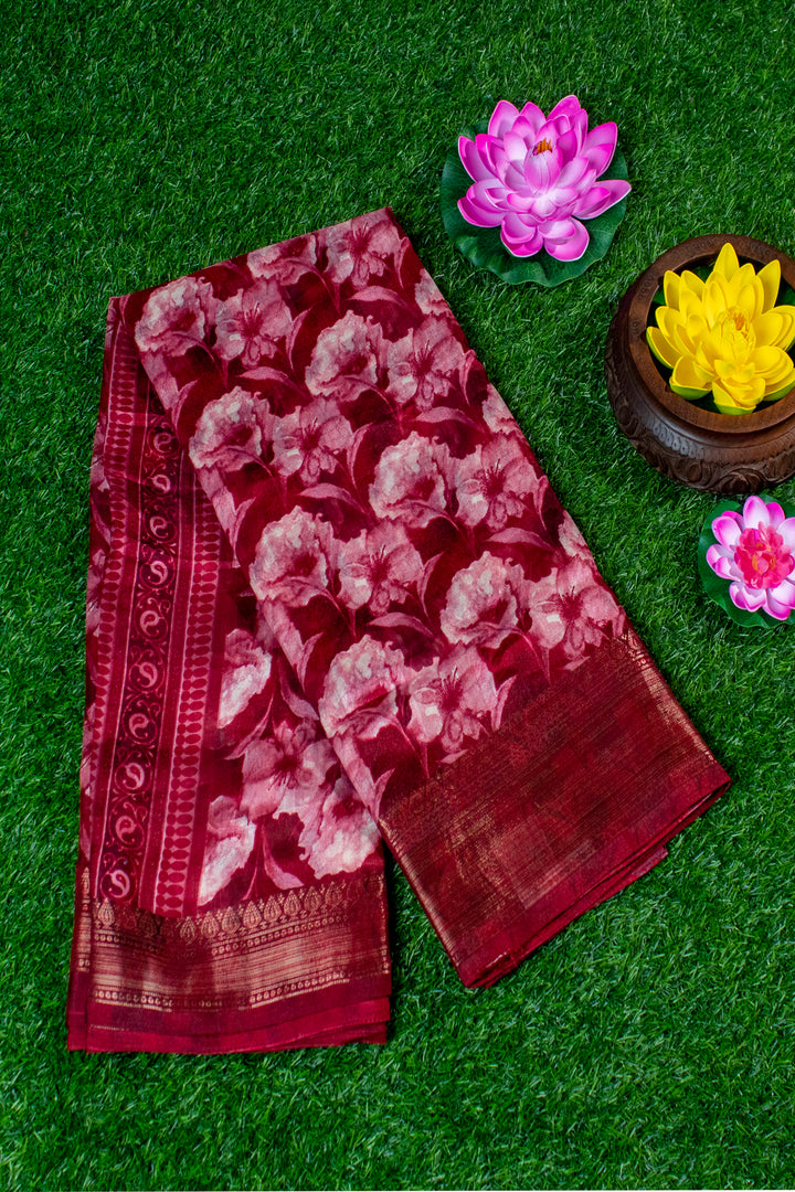 Jute Silk Cotton with Floral print