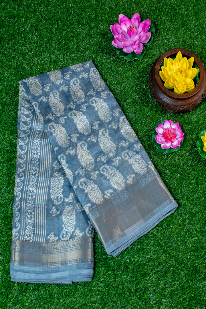 Jute Silk Cotton with Mango print