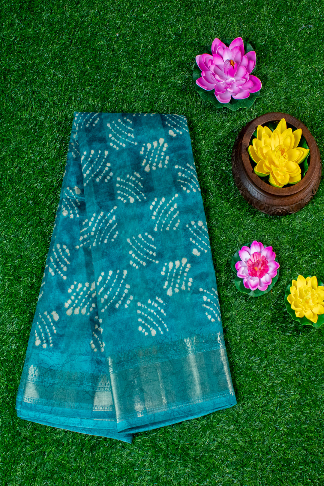 Jute Silk Cotton with Shibori print