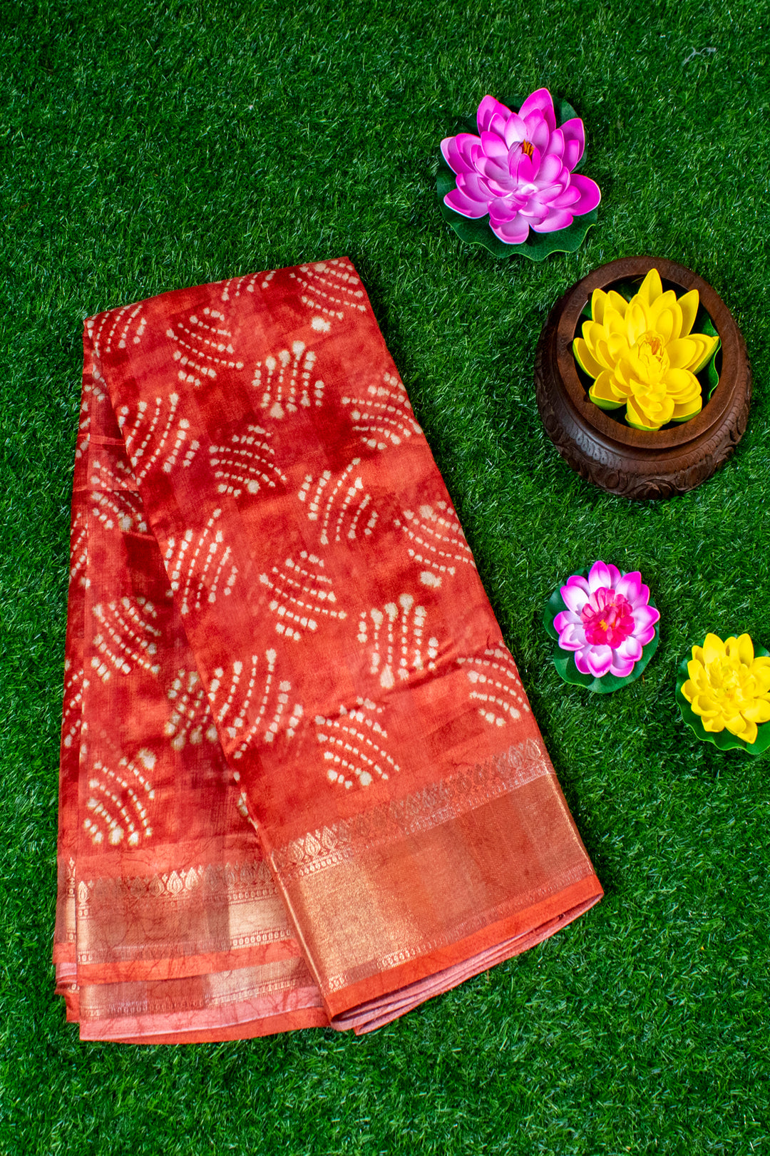 Jute Silk Cotton with Shibori print