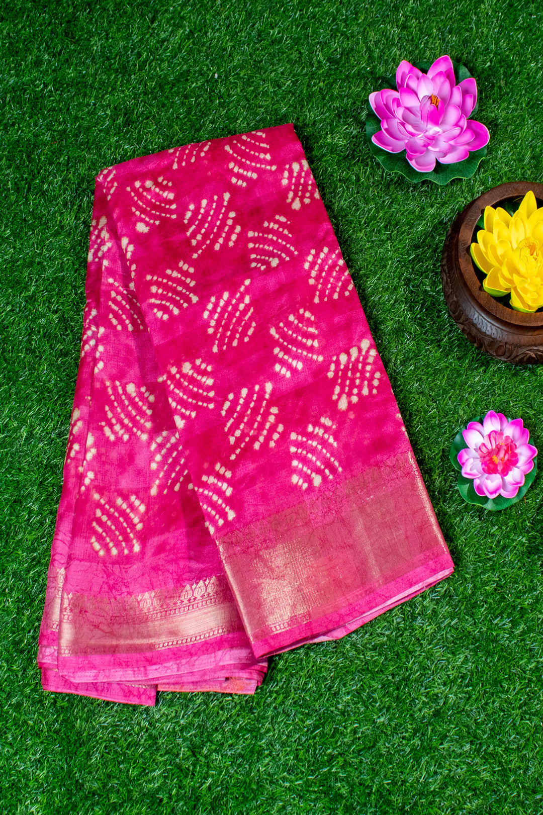 Jute Silk Cotton with Shibori print