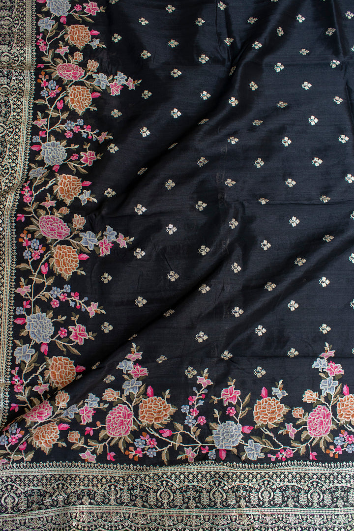 Raw Silk with Floral embroidery