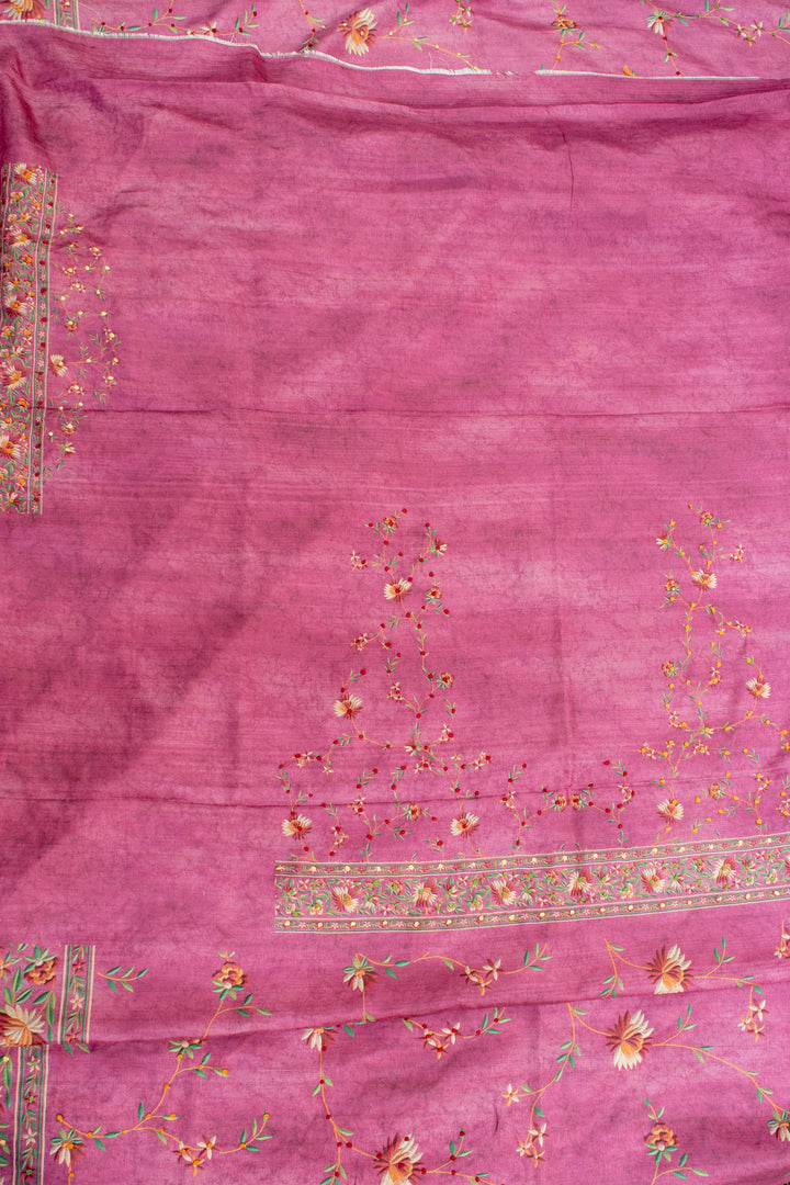 Semi Tussar Saree with French Knot work