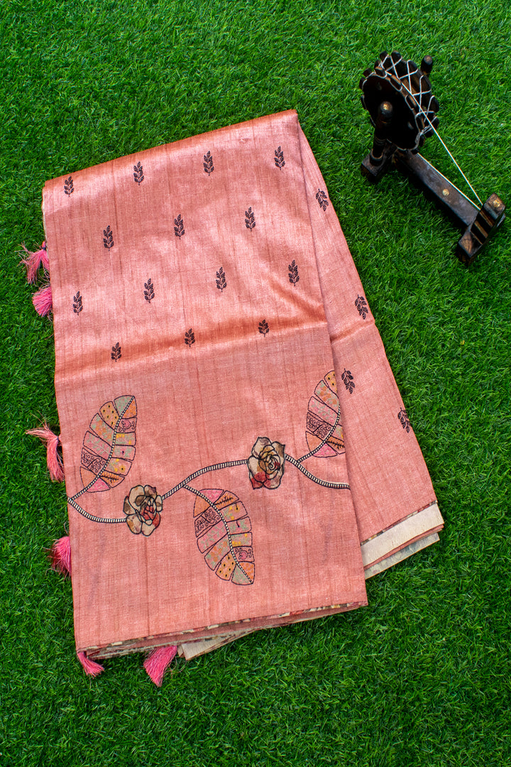 Jute Saree with Applique embroidery work