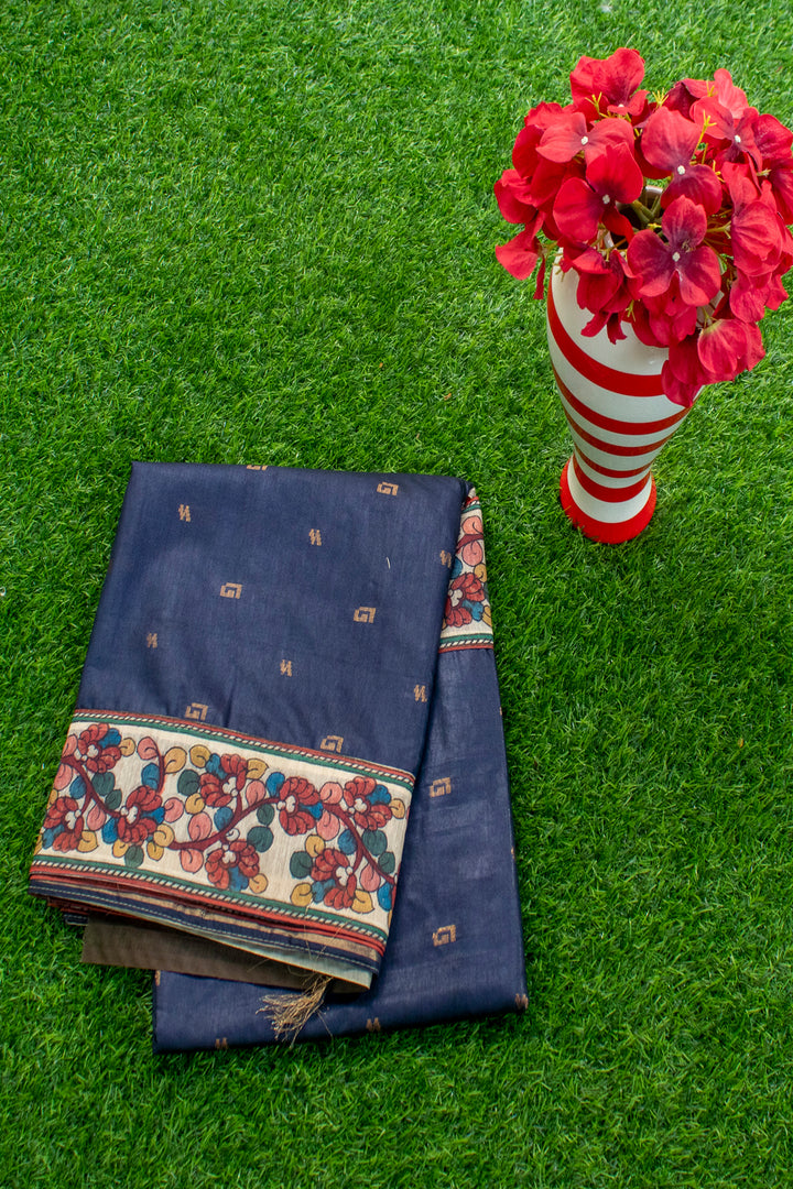 Silk Cotton saree with Kalamkari Patch border