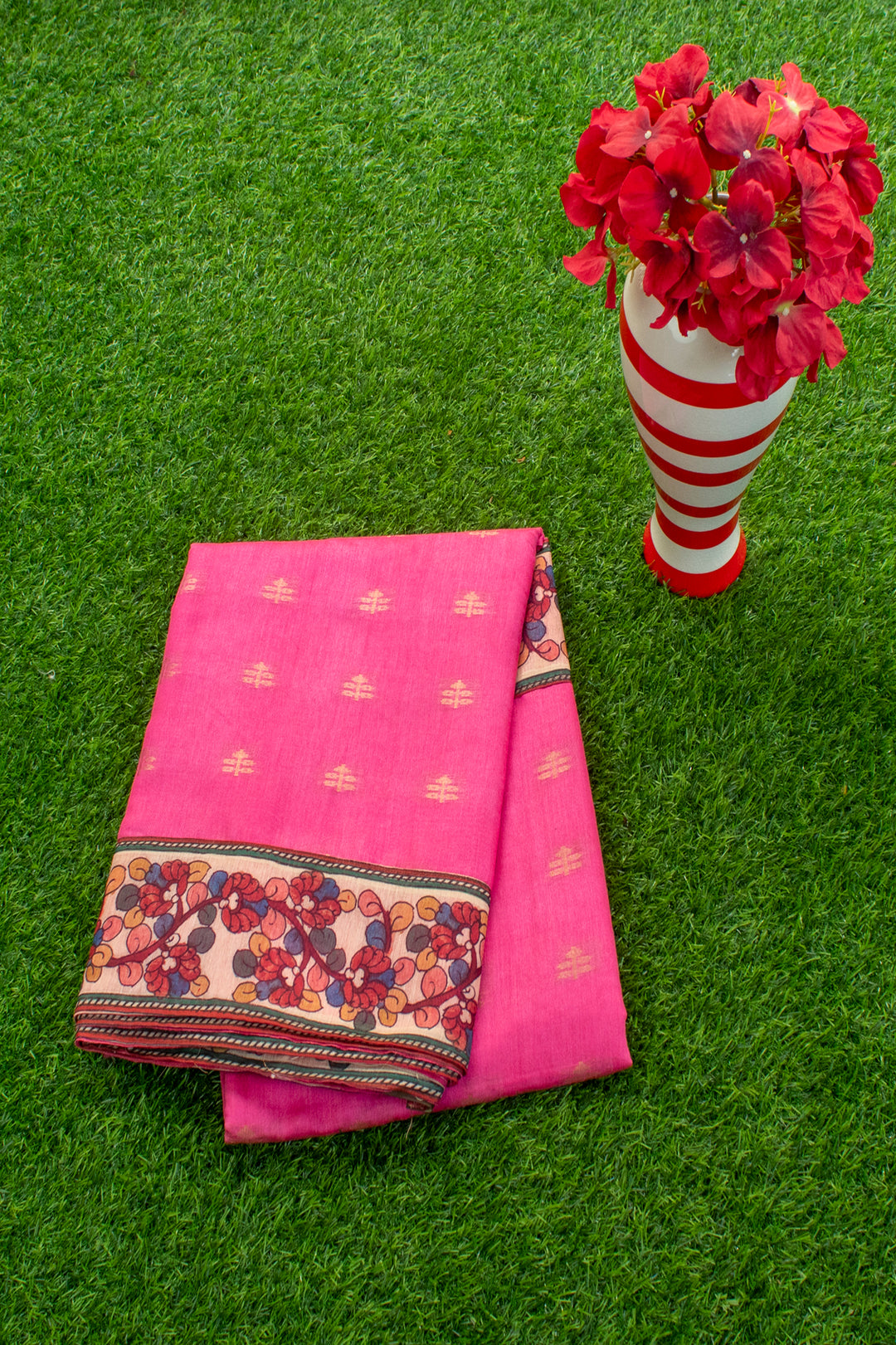 Silk Cotton saree with Kalamkari Patch border