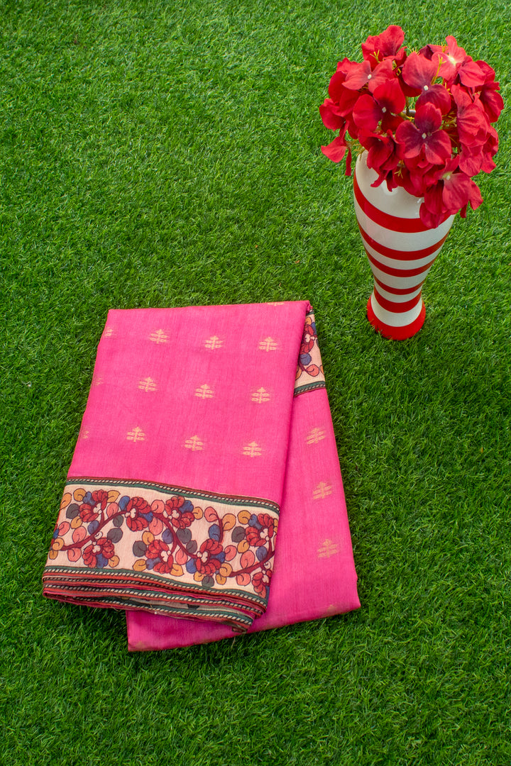 Silk Cotton saree with Kalamkari Patch border