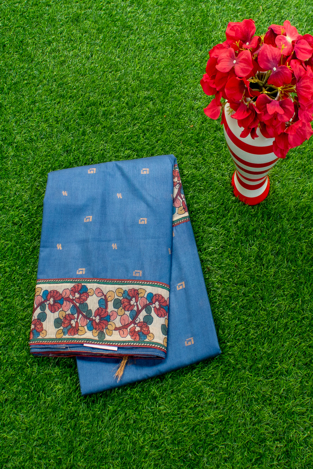 Silk Cotton saree with Kalamkari Patch border