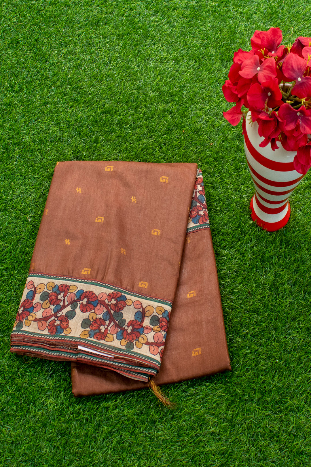 Silk Cotton saree with Kalamkari Patch border