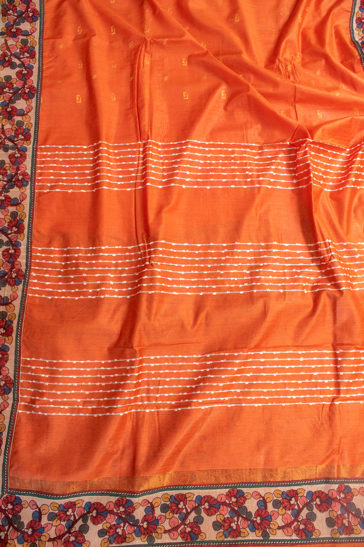 Silk Cotton saree with Kalamkari Patch border