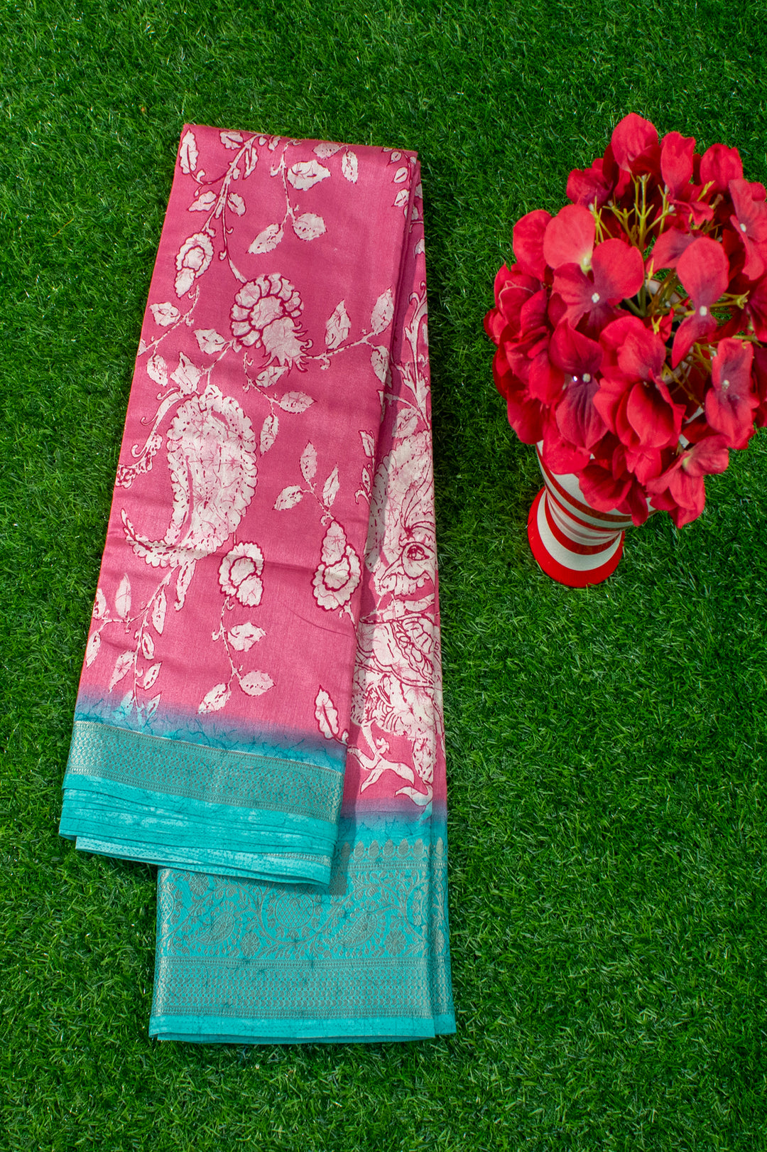 Printed Semi Tussar soft silk saree with contrast border