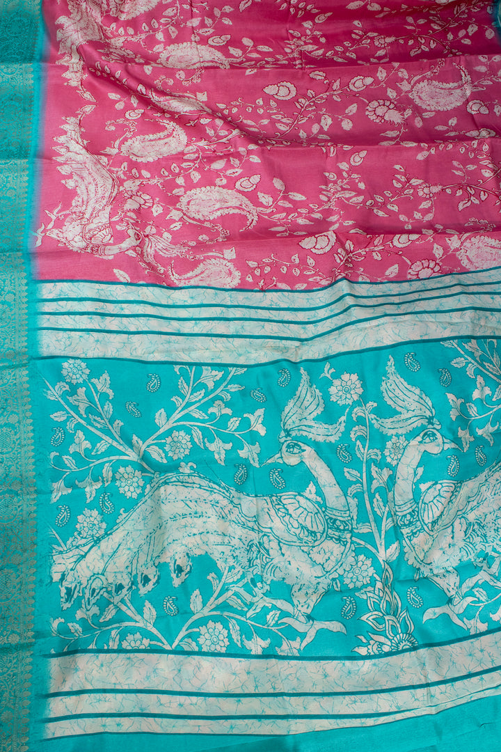 Printed Semi Tussar soft silk saree with contrast border