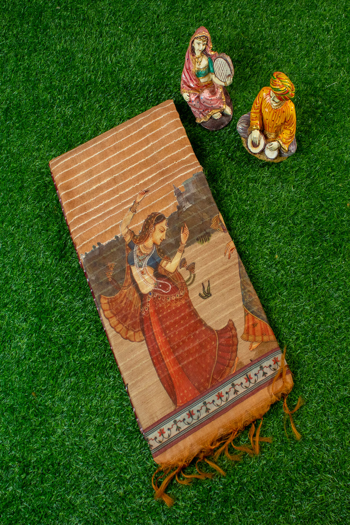 Jute Saree with Kalamkari Patch work in Pallu & Border