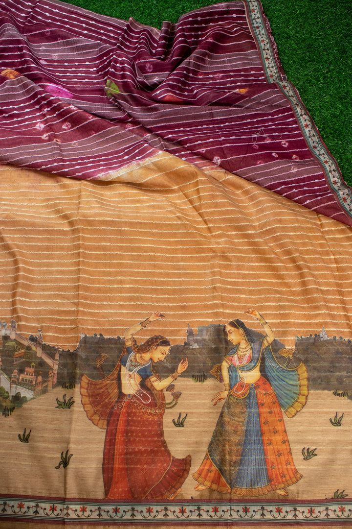 Jute Saree with Kalamkari Patch work in Pallu & Border