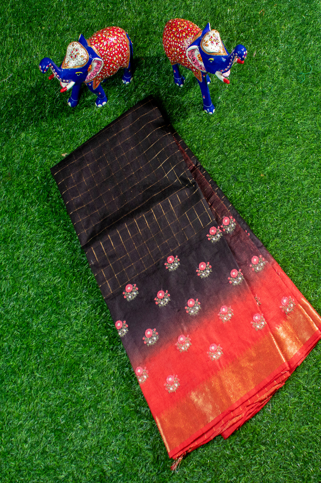 Mangalgiri saree with floral embroidery