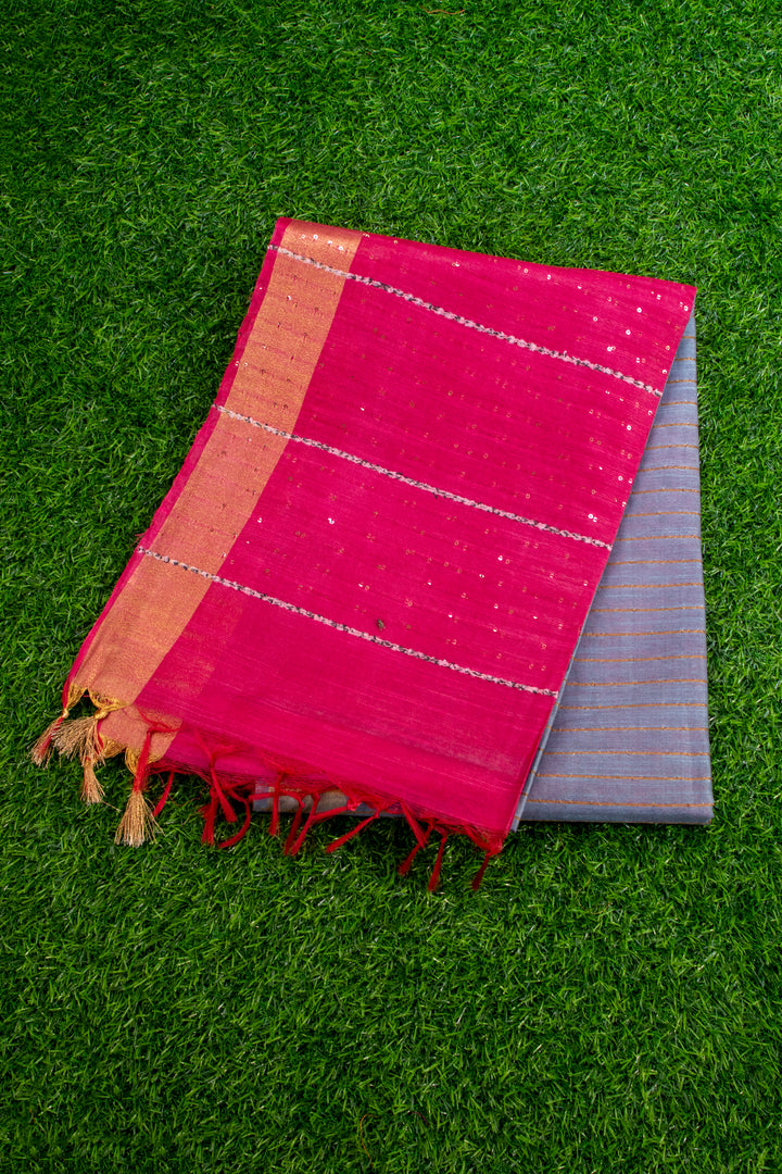 chamki work Pink Jute saree