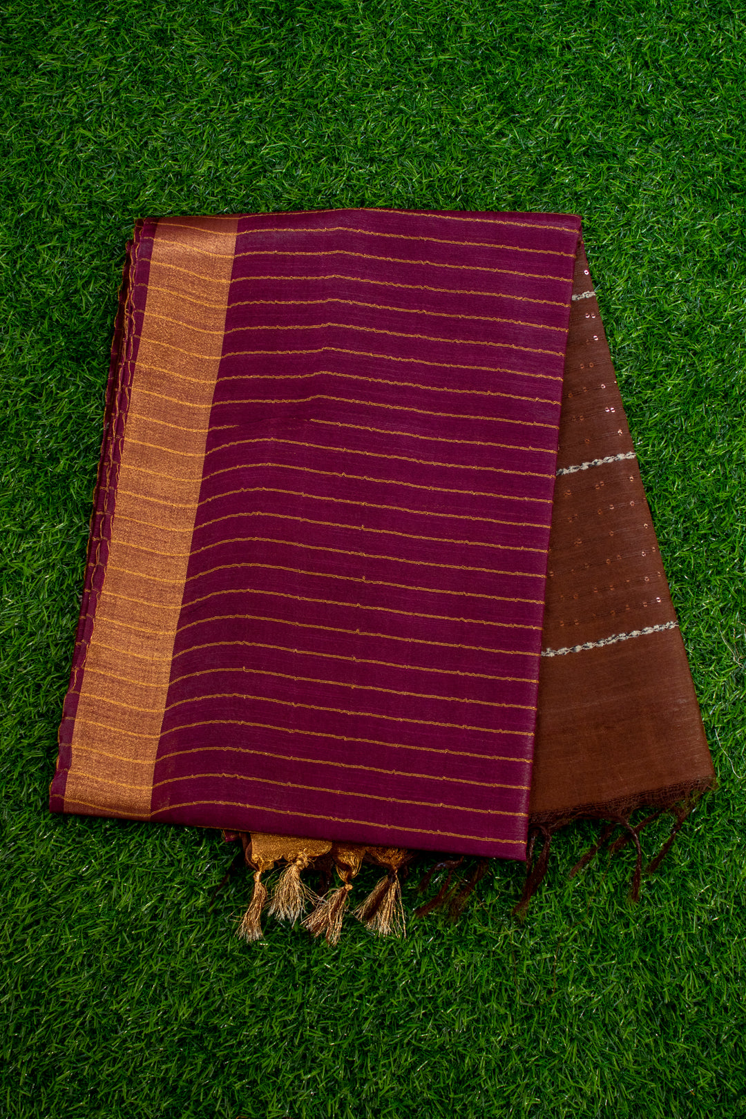 chamki work Pink Jute saree