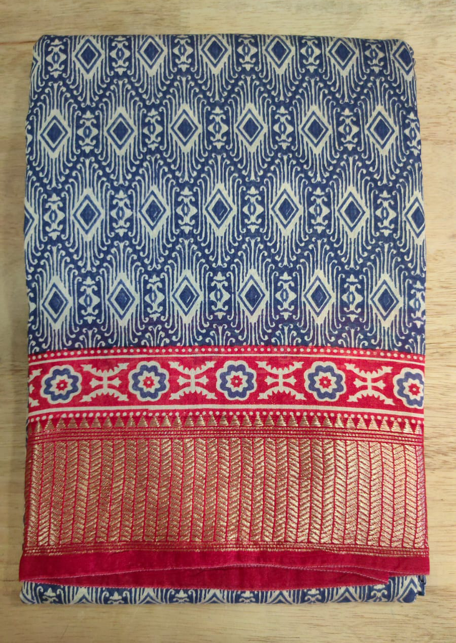 Assam Silks Blue Red.