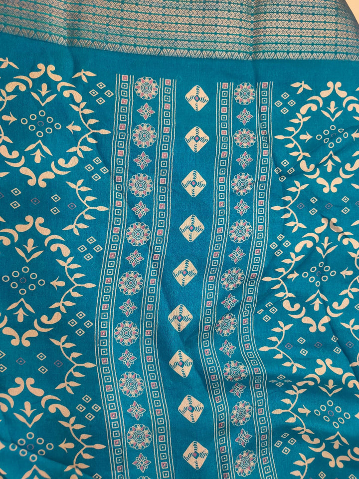 Ajrakh Print Fancy Saree
