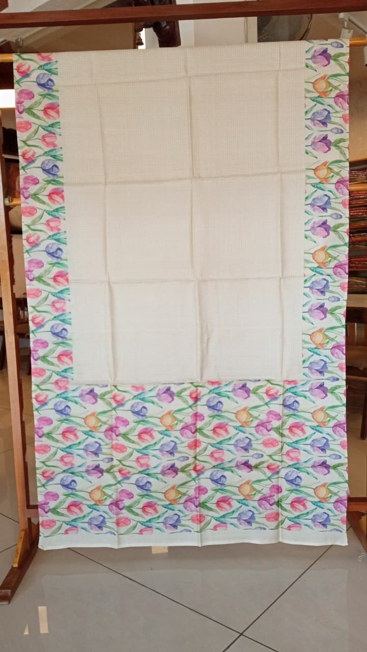 Off White Tussar Silk Saree