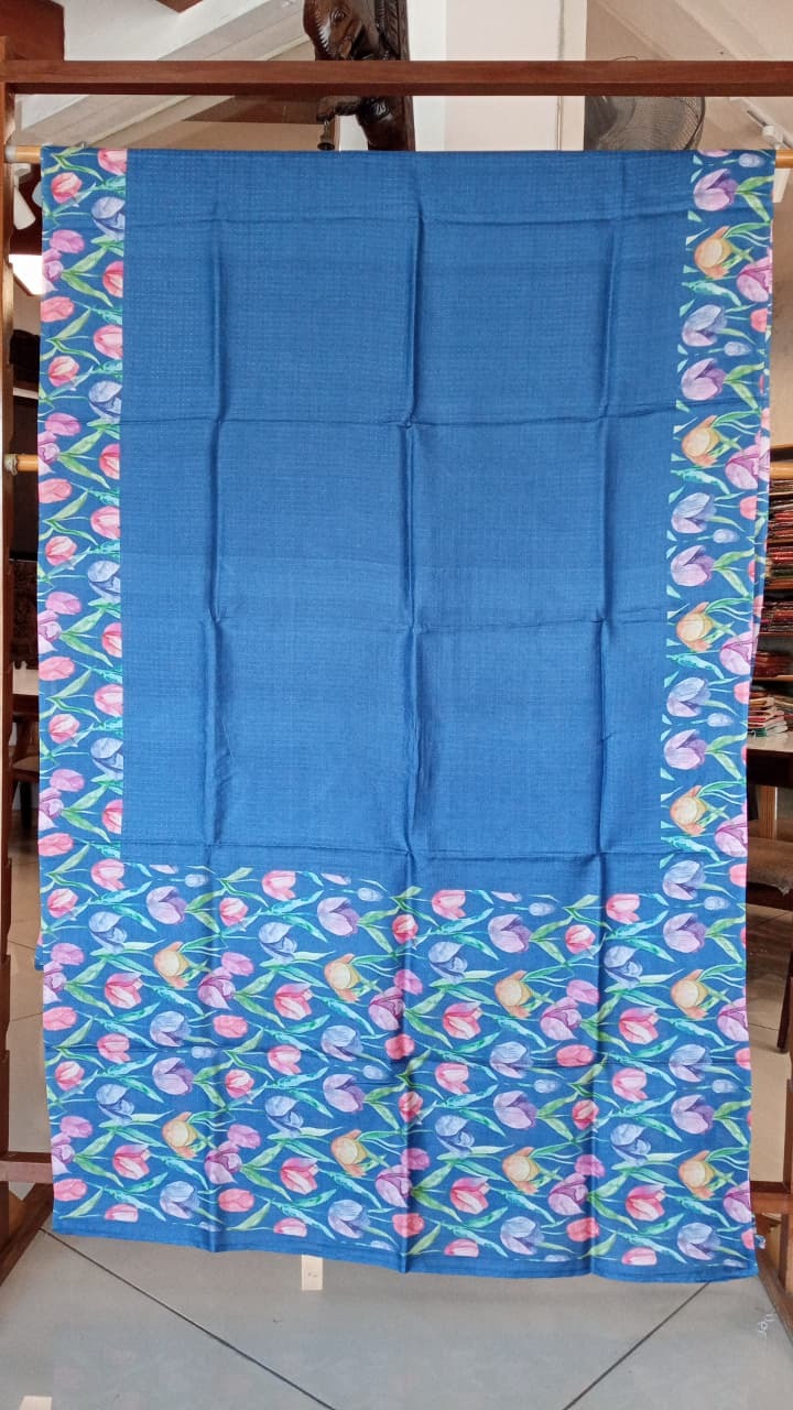 Blue Tussar Silk Saree