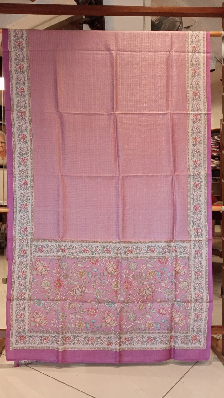 Pink Tussar Silk Sarees