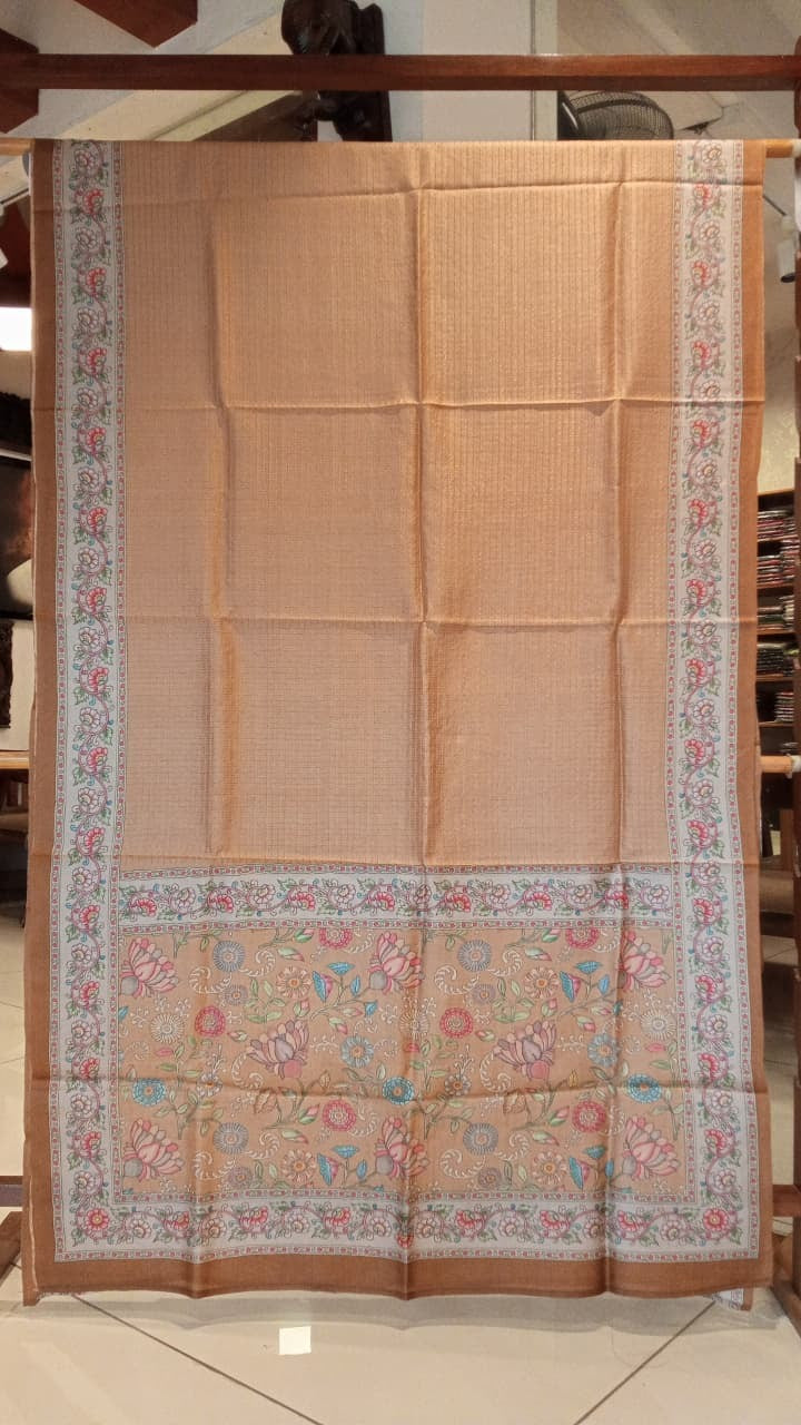 Beige color Tussar Silk Sarees