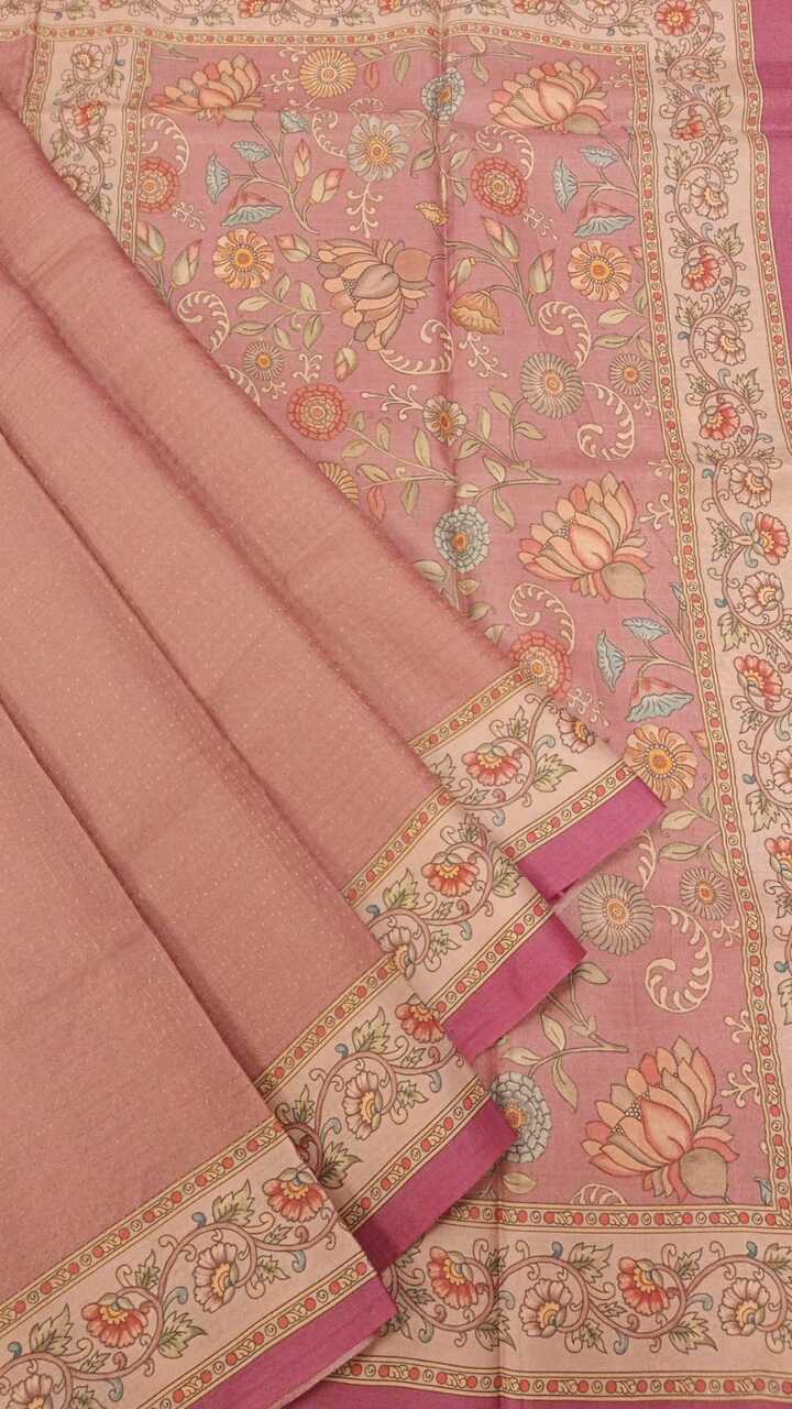 Pink Tussar Silk Sarees