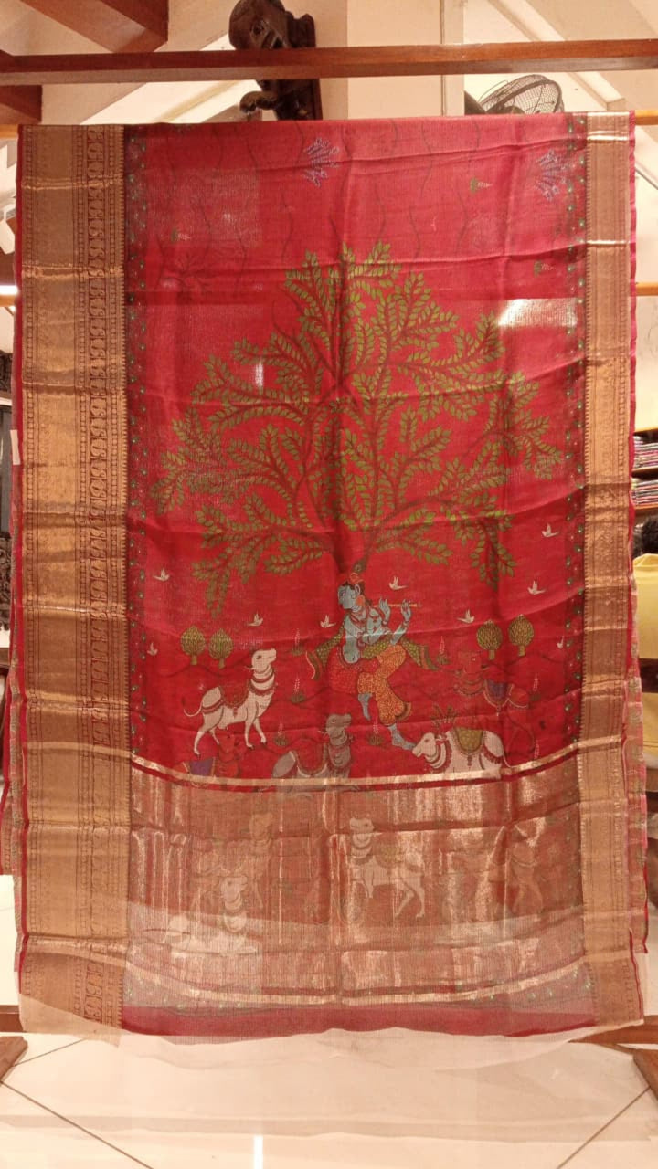 Maroon color Silk Kota Saree