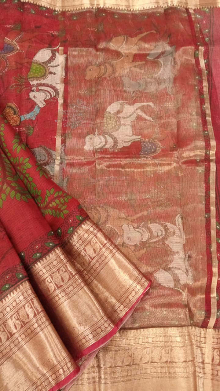 Maroon color Silk Kota Saree