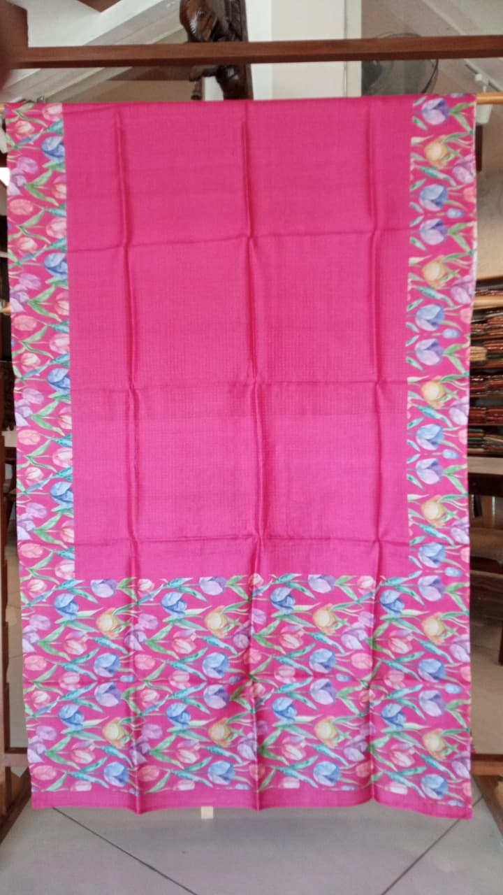 Pink Tussar Silk Sarees