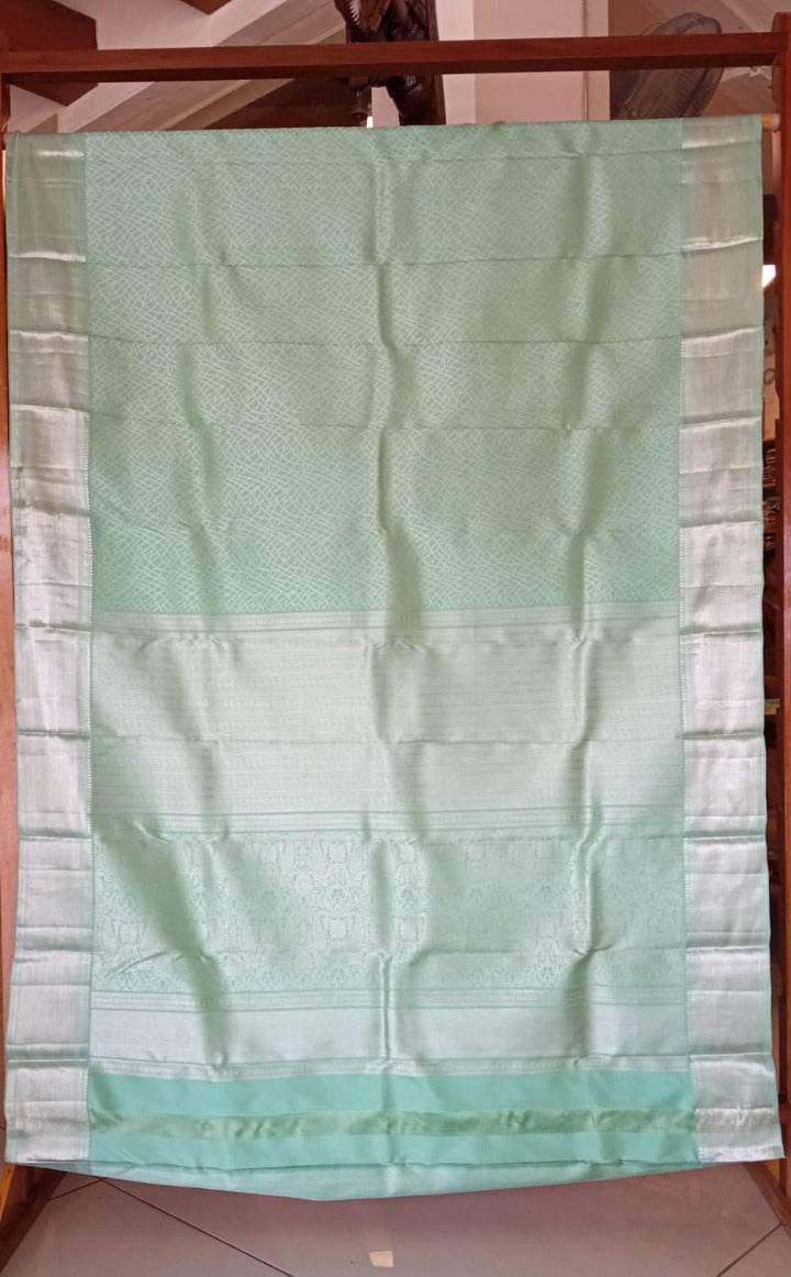 Pista Green Kanchipuram Silk Saree with Silver Self Zari Weave