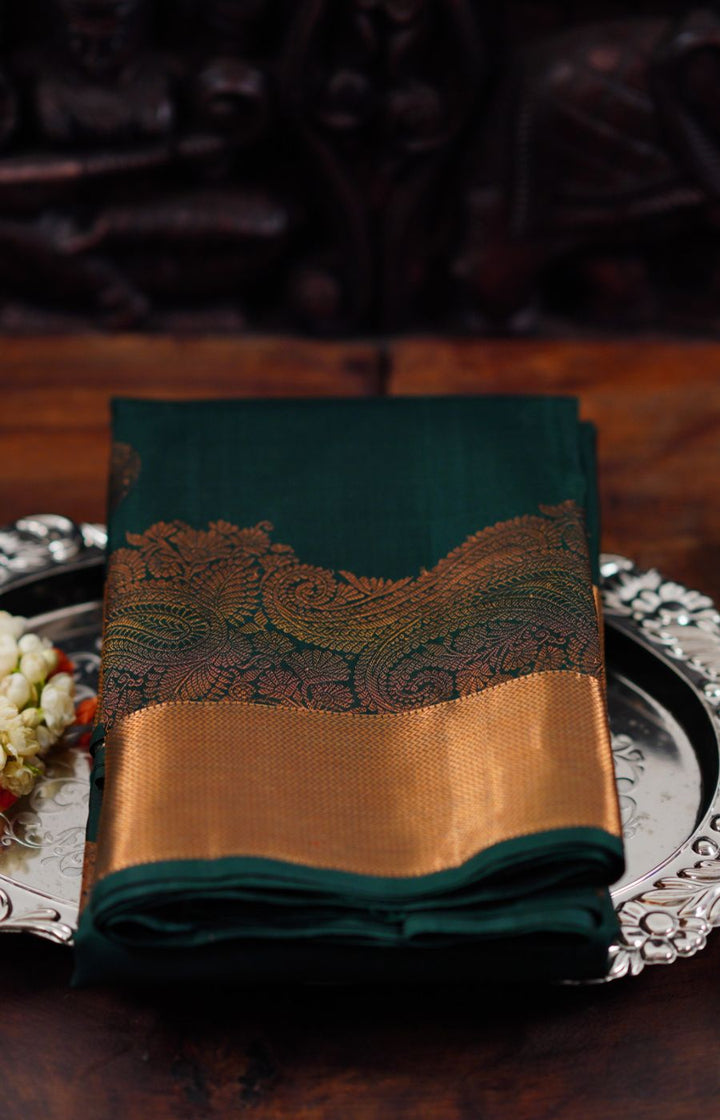 Dark green Kanchipuram Silk saree