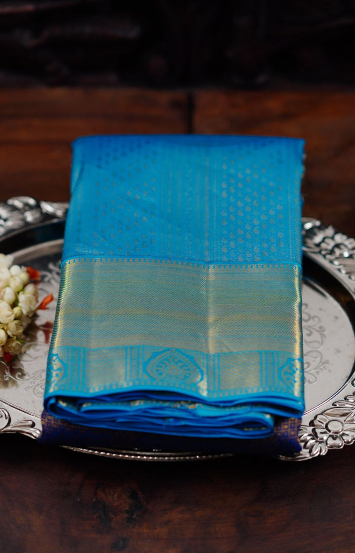 Blue Kanchipuram Pattu with double border