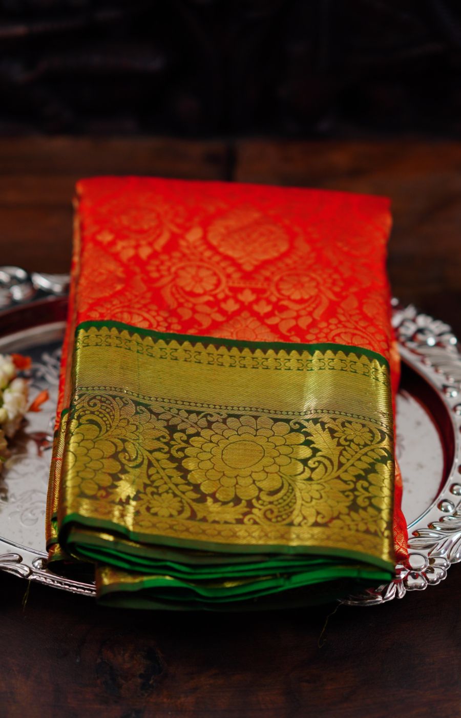 Orange Kanchipuram Silk Saree In Zari Woven 5345SR01