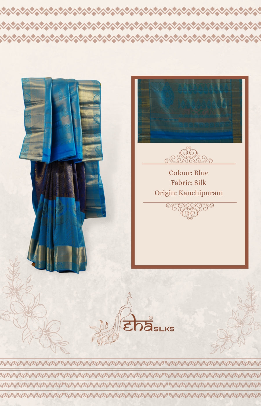 Blue Kanchipuram Pattu with double border