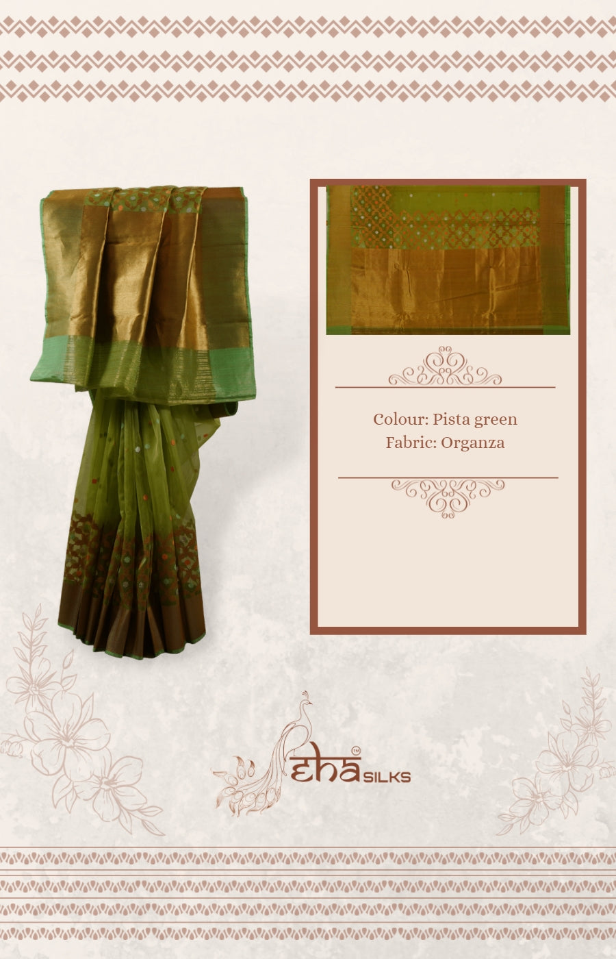 Light Green Organza Copper design